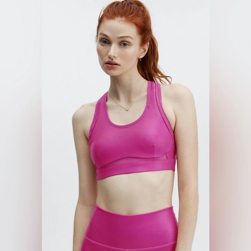 Fabletics Women’s Belle Iridescent High Impact Sports Bra Berry Size Small